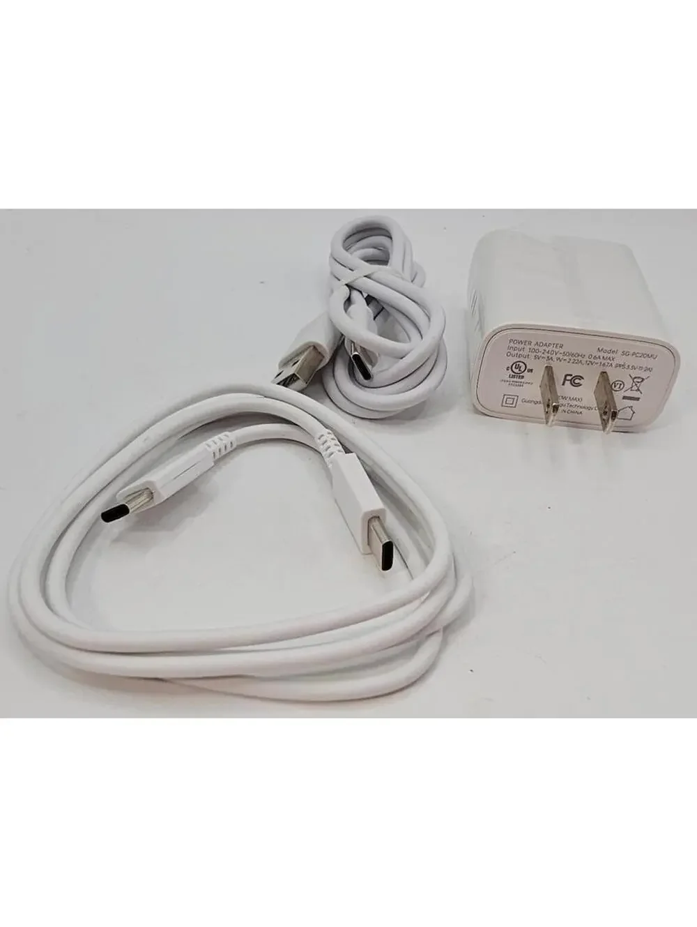 White USB-C Charger Adapter with 2 USB-C Cable